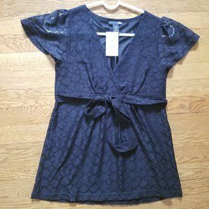 H&M Black lace baby doll blouse  XS  NWT